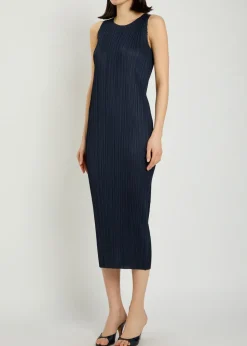 Pleated woven midi dress