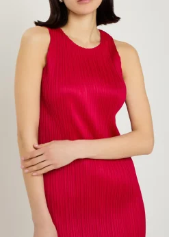 Pleated woven midi dress