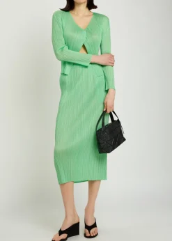 Pleated woven midi skirt