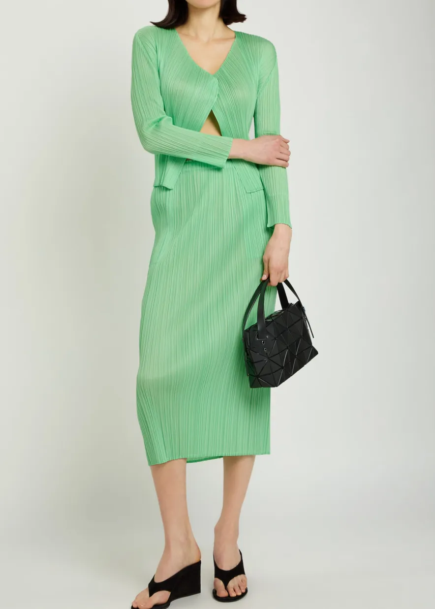 Pleated woven midi skirt
