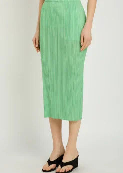 Pleated woven midi skirt