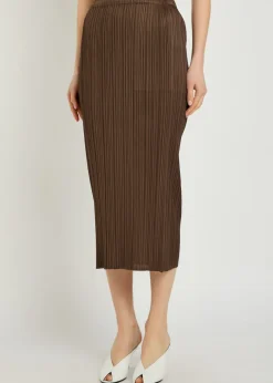 Pleated woven midi skirt
