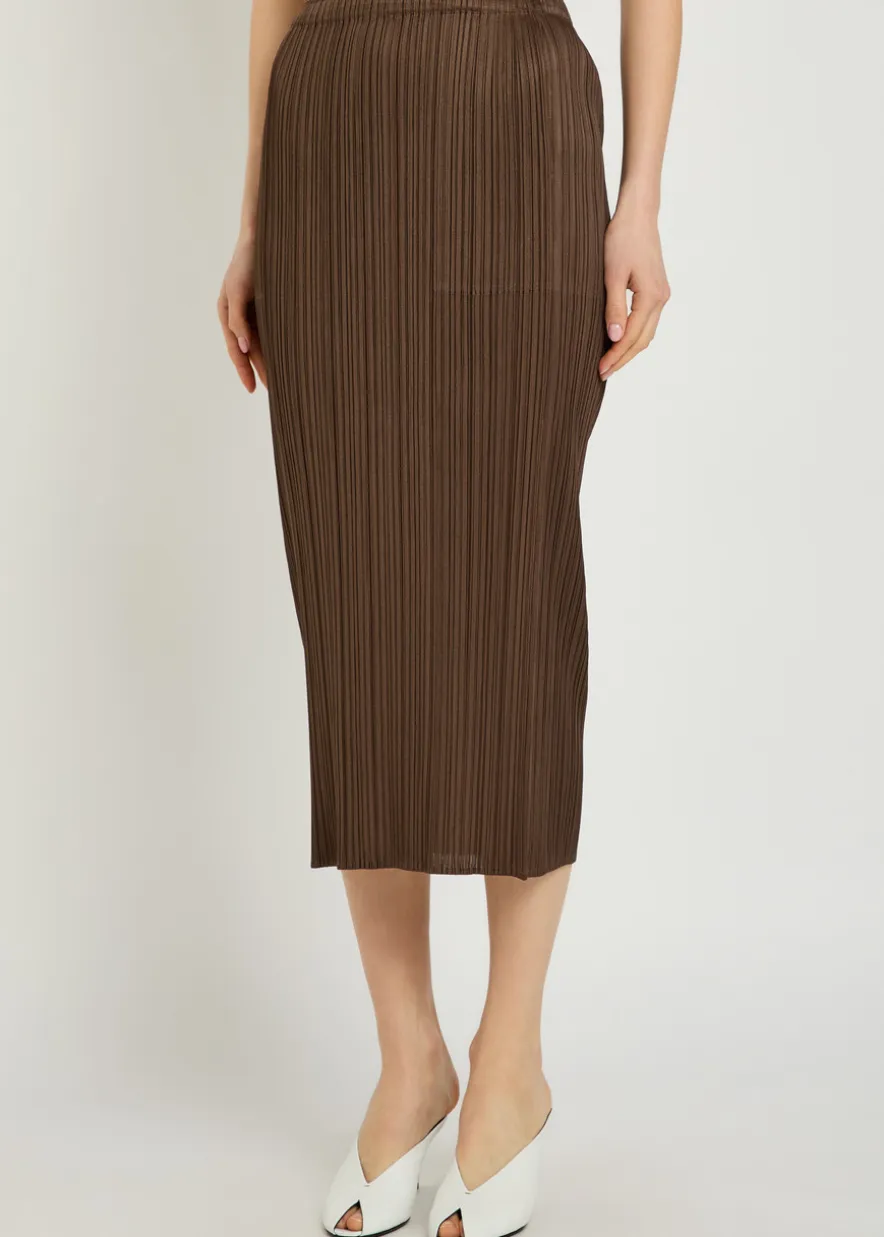 Pleated woven midi skirt