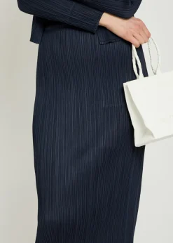 Pleated woven midi skirt