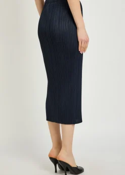 Pleated woven midi skirt