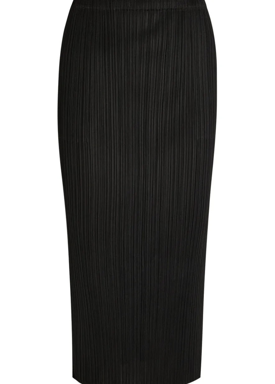 Pleated woven midi skirt