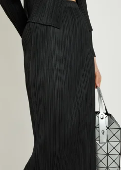 Pleated woven midi skirt