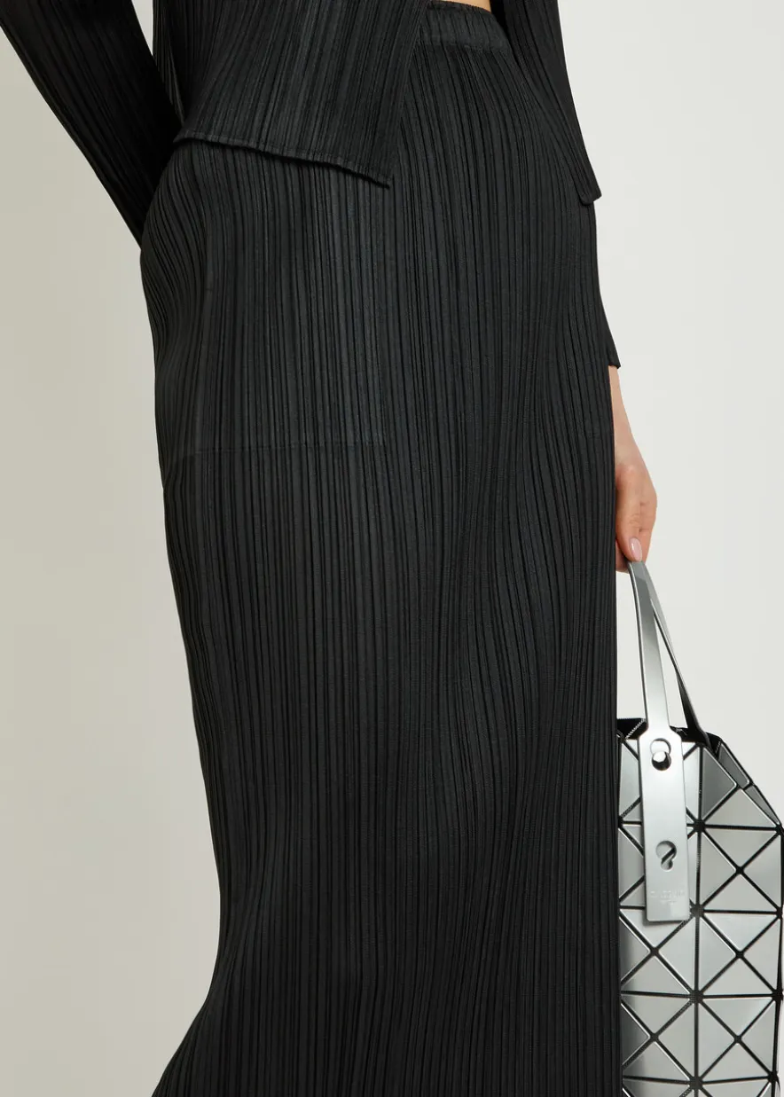 Pleated woven midi skirt