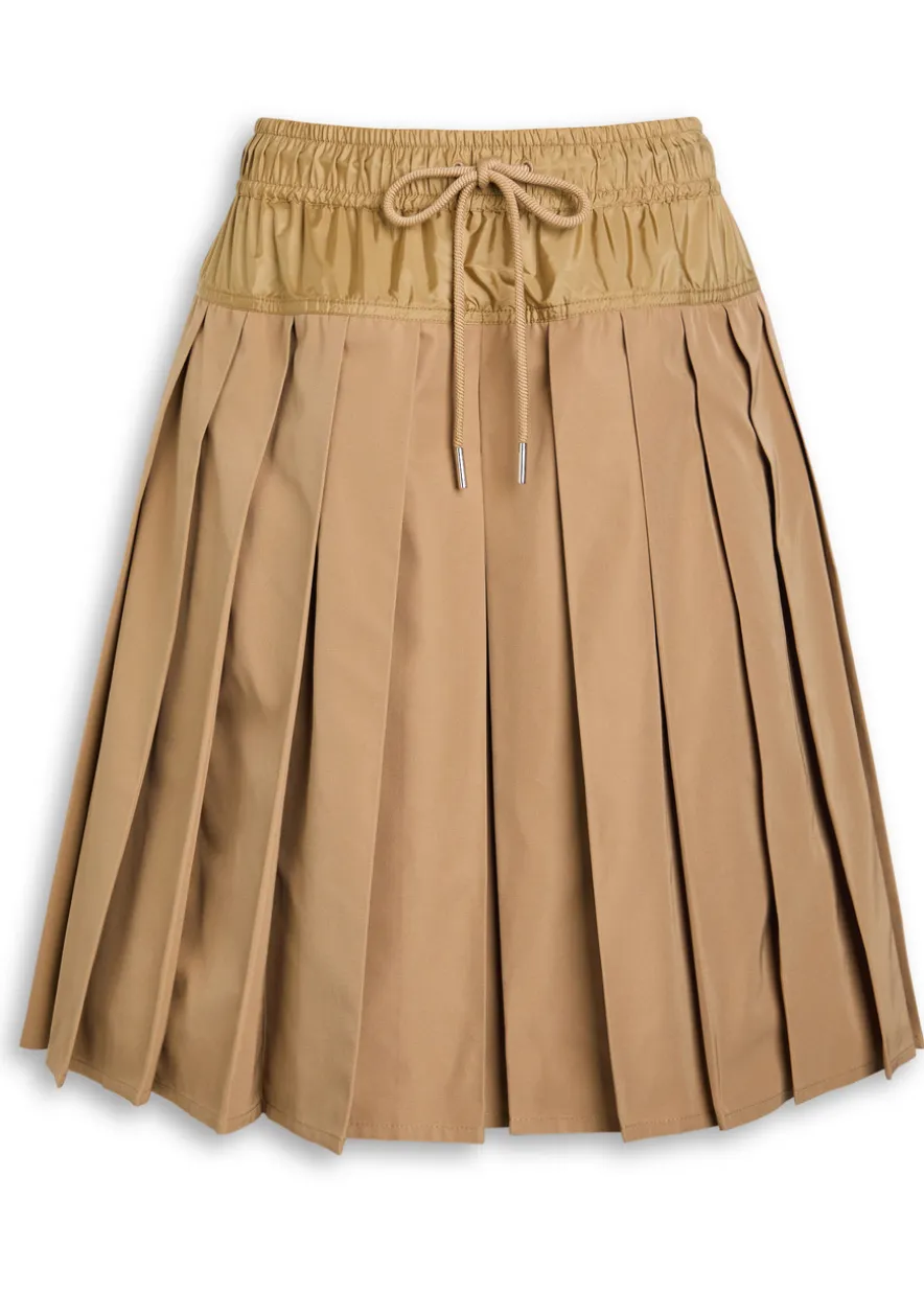 Pleated woven mini skirt