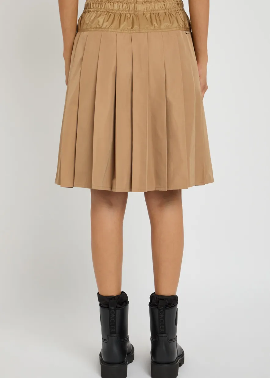Pleated woven mini skirt