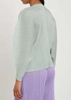 Pleated zip-through woven top