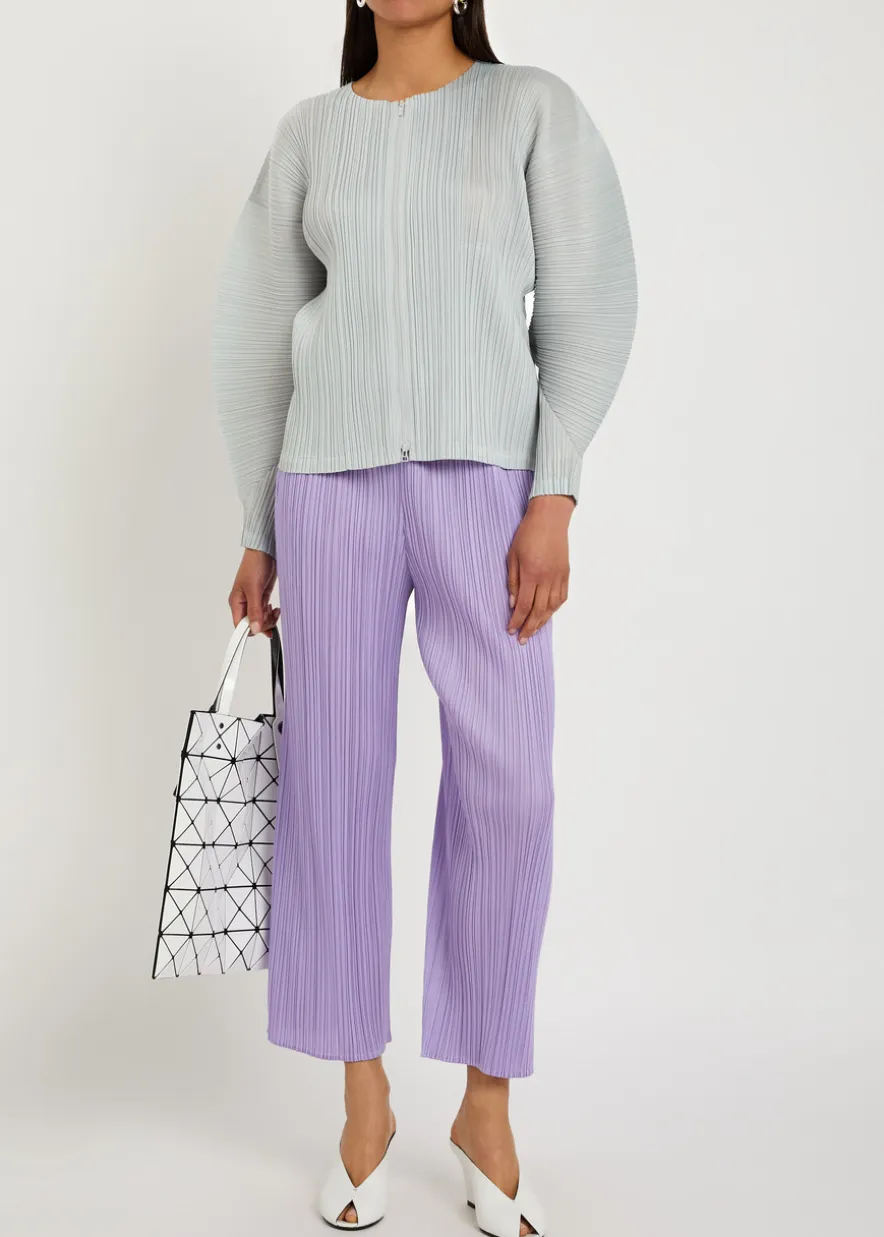 Pleated zip-through woven top