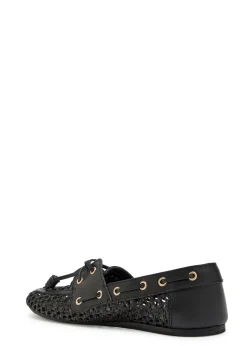 Pliaria leather-trimmed raffia loafers