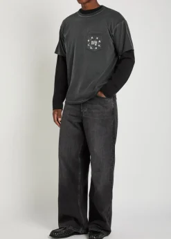 Pocket Washed printed cotton T-shirt