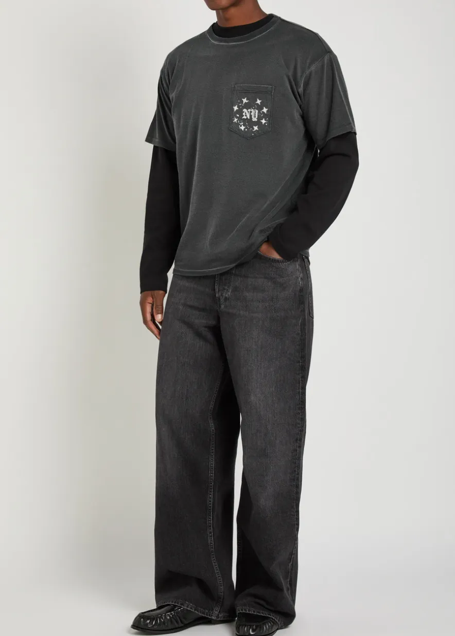 Pocket Washed printed cotton T-shirt