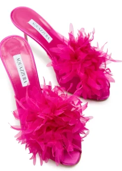 Poeme 85 appliquéd mesh and satin peep-toe mules