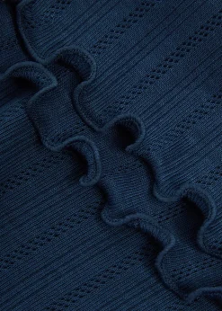Pointelle-knit henley top