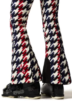 Polar houndstooth flared-leg ski suit