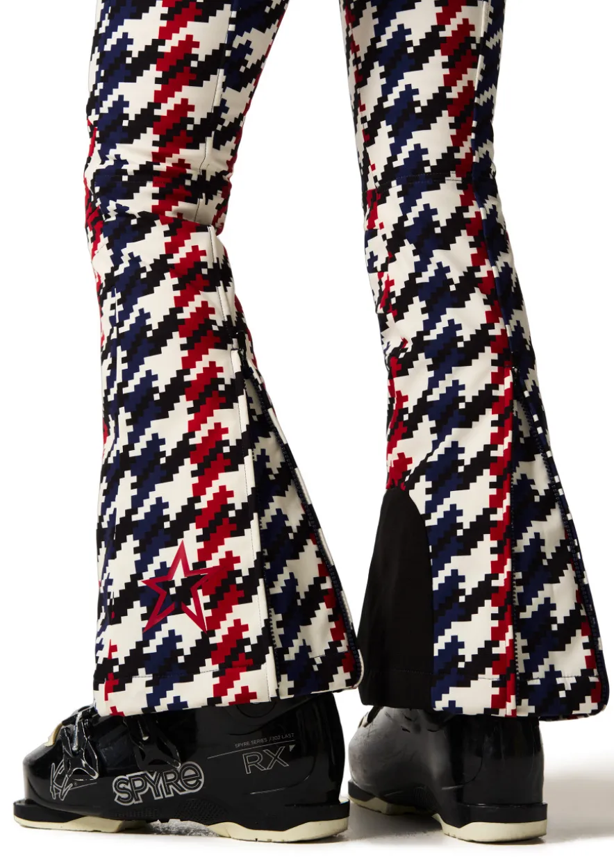 Polar houndstooth flared-leg ski suit