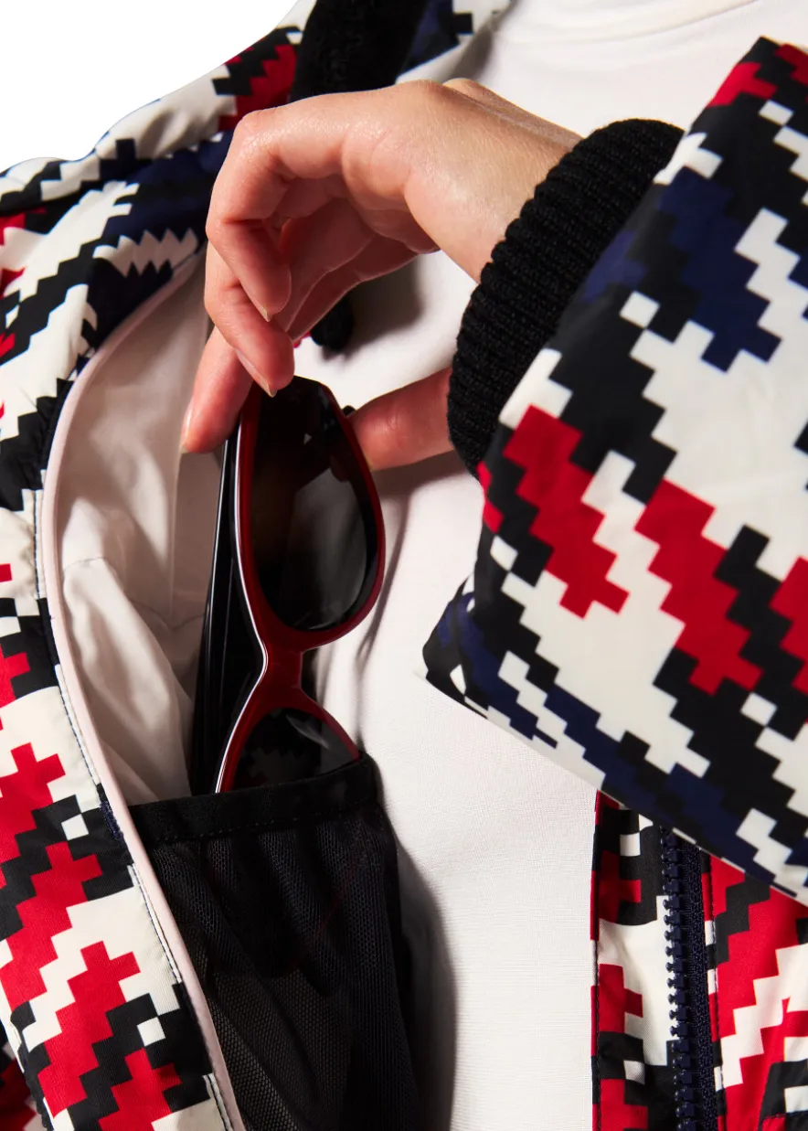 Polar houndstooth flared-leg ski suit
