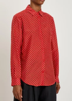 Polka dot cotton and silk-blend shirt