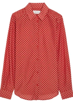 Polka dot cotton and silk-blend shirt