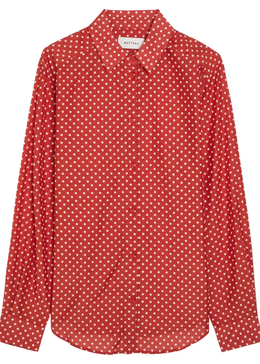 Polka dot cotton and silk-blend shirt