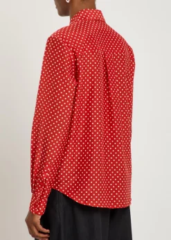 Polka dot cotton and silk-blend shirt