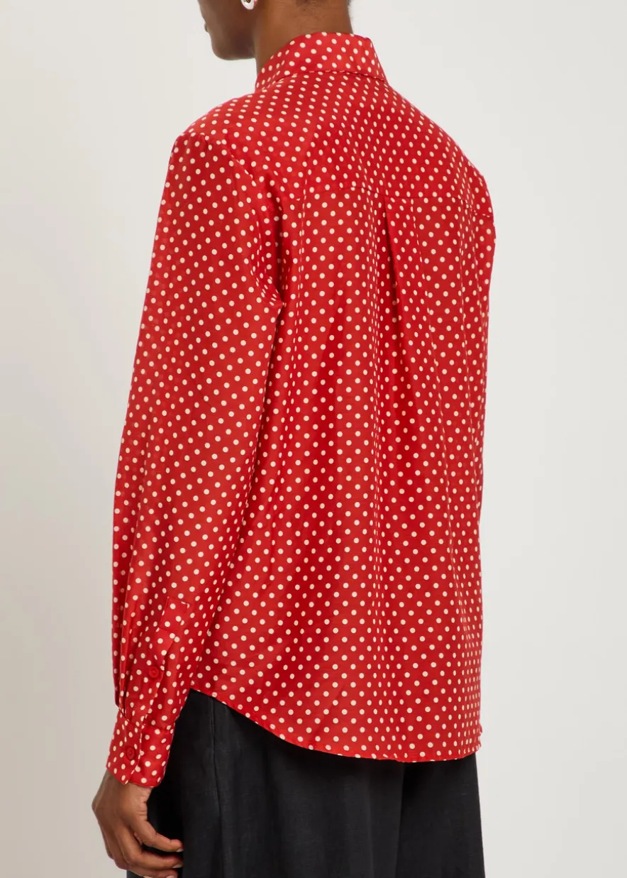 Polka dot cotton and silk-blend shirt