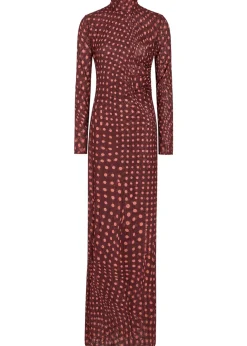 Polka dot mesh maxi dress