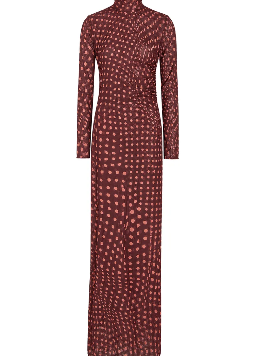 Polka dot mesh maxi dress