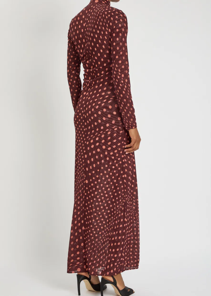 Polka dot mesh maxi dress