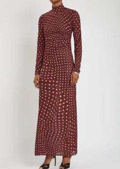 Polka dot mesh maxi dress