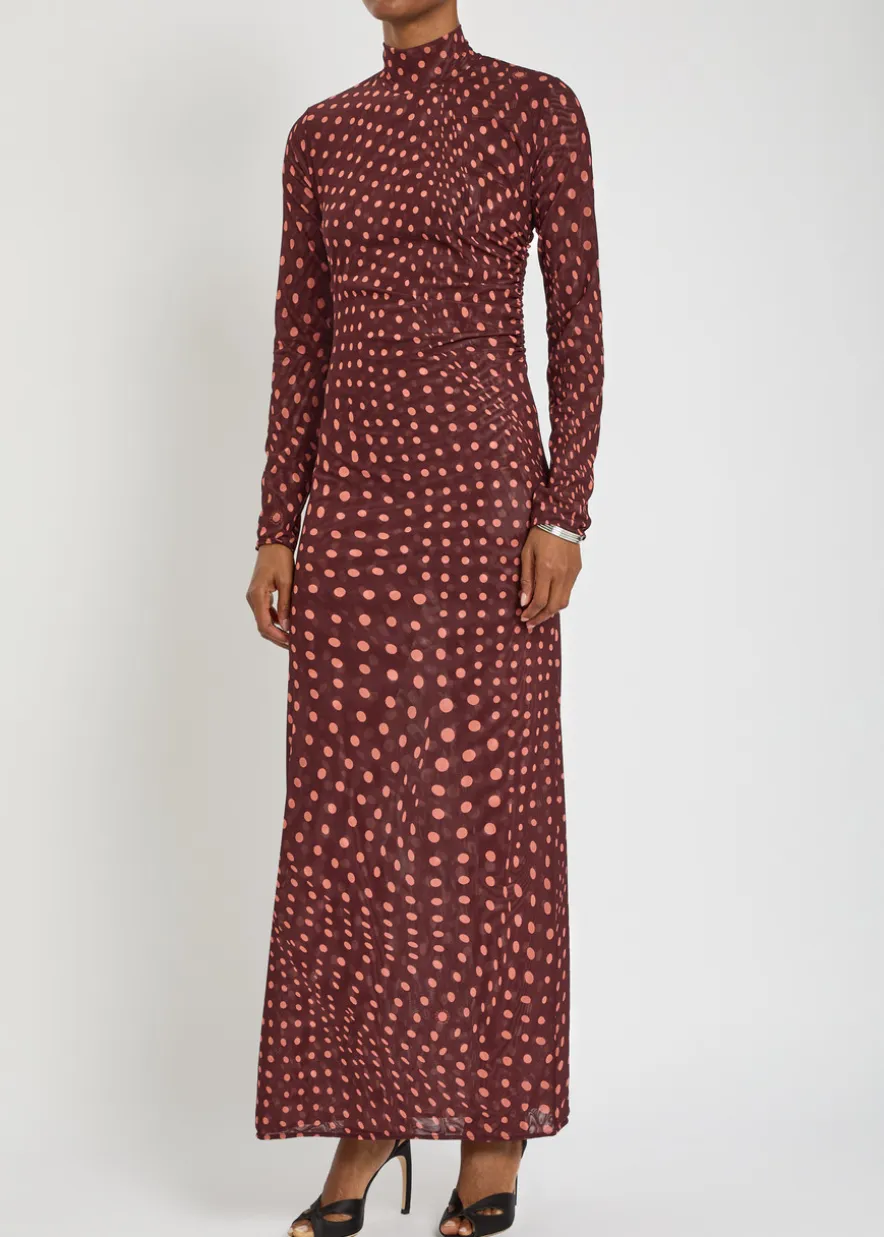 Polka dot mesh maxi dress
