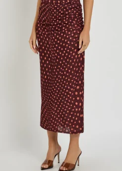 Polka dot mesh midi skirt