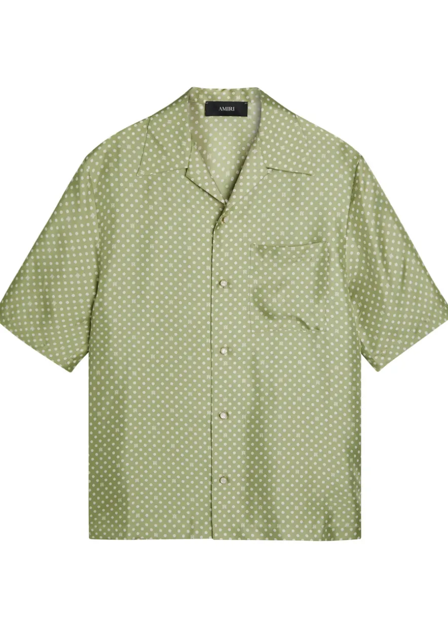 Polka Dot pearl button silk shirt