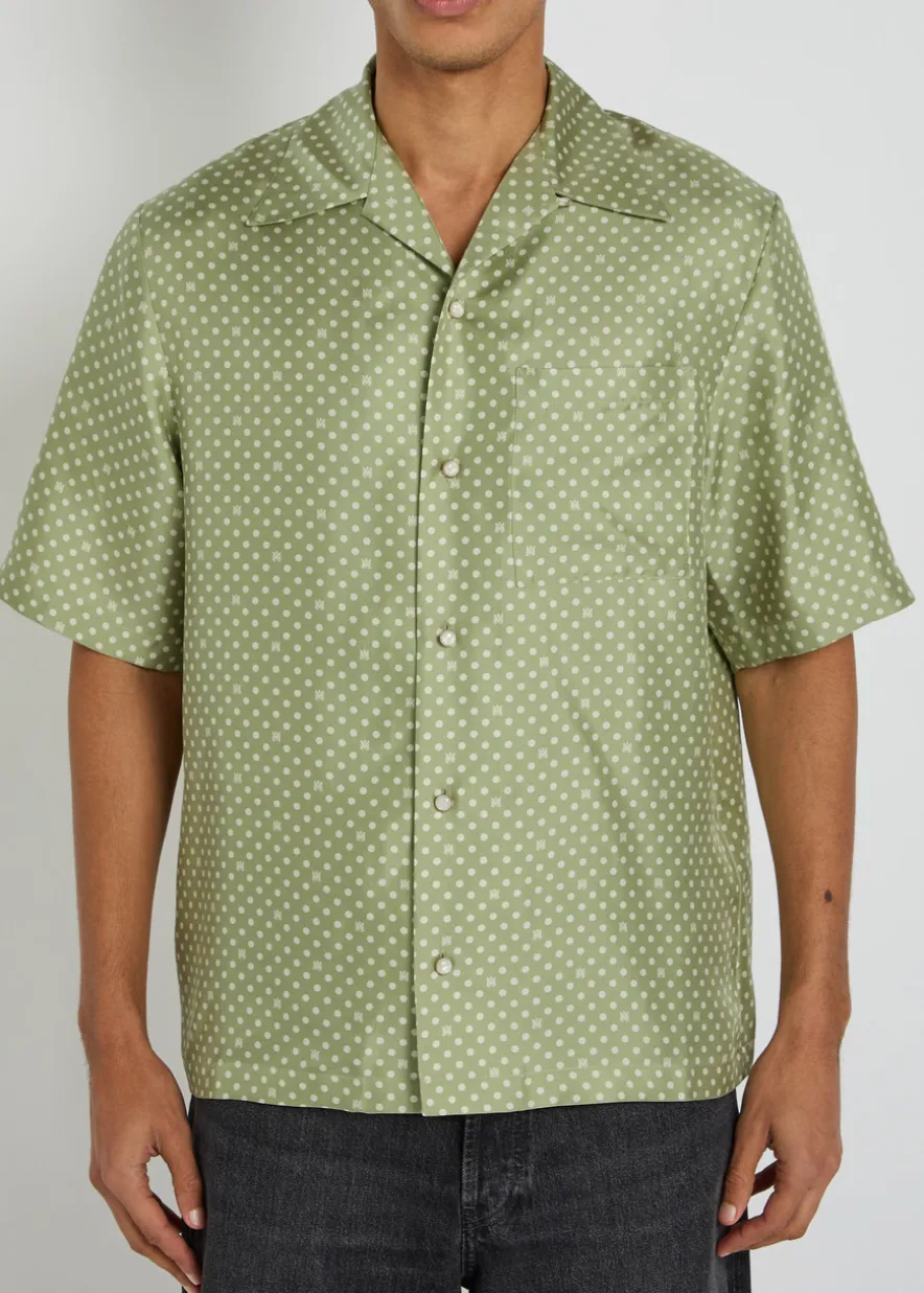 Polka Dot pearl button silk shirt