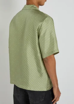 Polka Dot pearl button silk shirt
