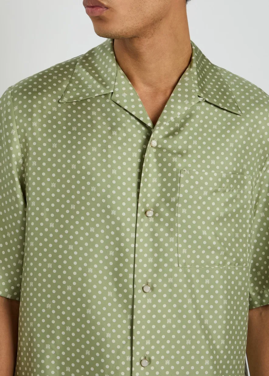 Polka Dot pearl button silk shirt