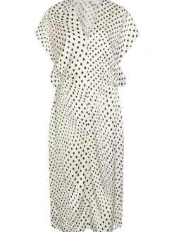 Polka-dot satin midi dress