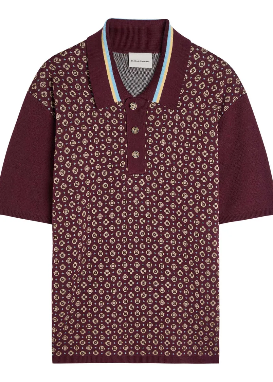 Polo Maille Jacquard Cravate patterned cotton-blend polo shirt