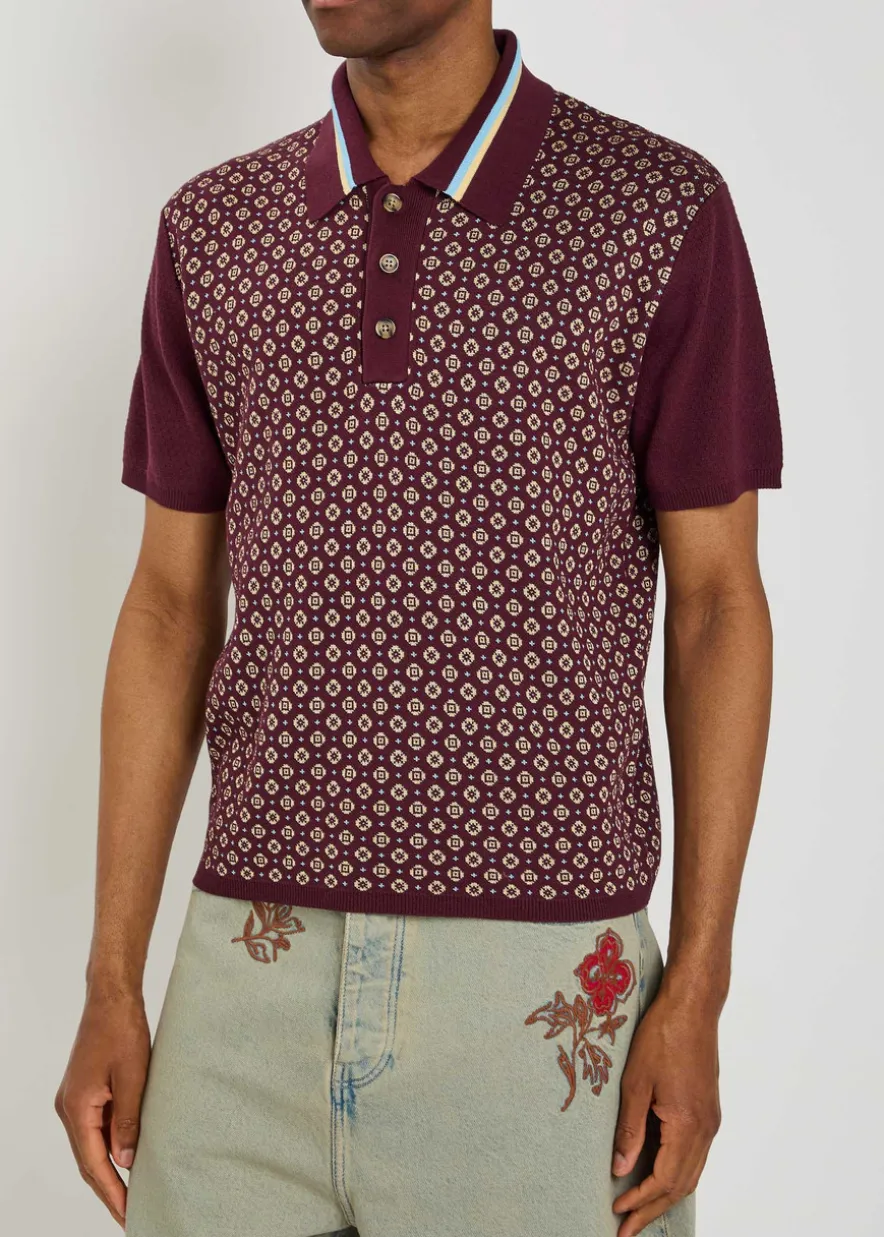 Polo Maille Jacquard Cravate patterned cotton-blend polo shirt