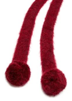 Pom-pom brushed mohair-blend hood