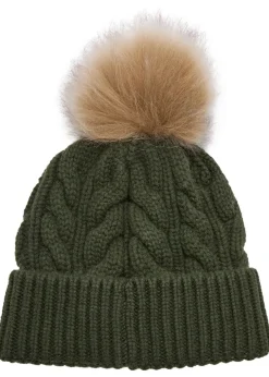 Pompom cable-knit wool-blend beanie