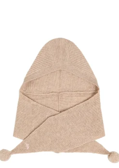 Pom-pom knit hood
