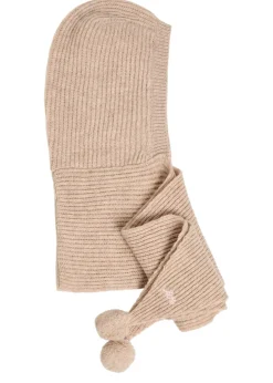 Pom-pom knit hood