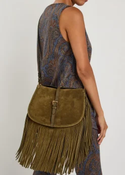 Pony medium fringed suede cross-body bag