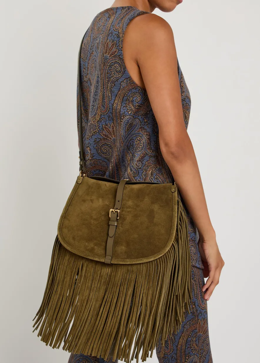 Pony medium fringed suede cross-body bag