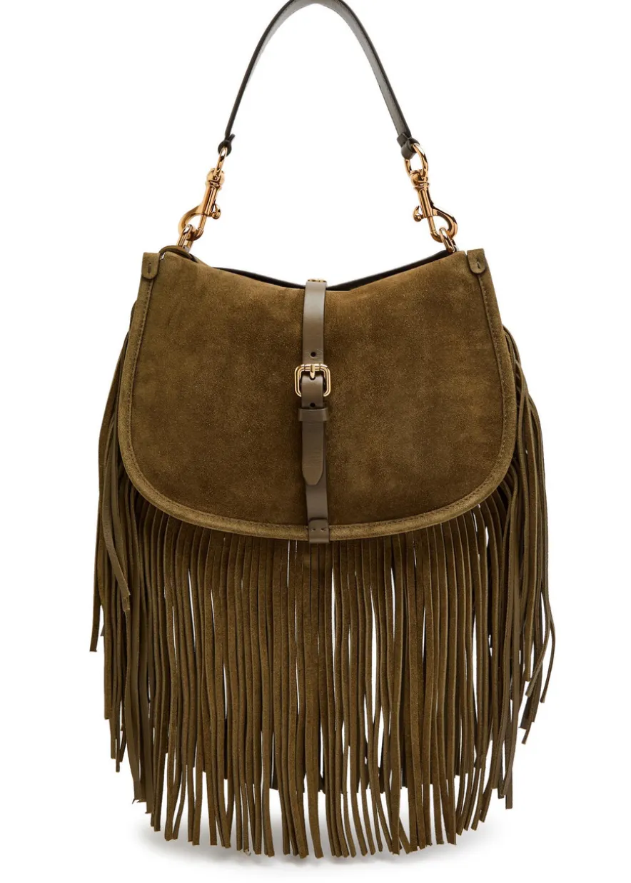 Pony medium fringed suede cross-body bag