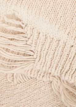 Popover Roundneck striped distressed cotton-blend jumper